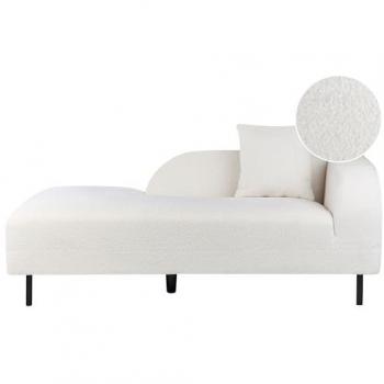 Chaise Longue 2 Plazas Bouclé Blanco Derecho con Cojín Estilo Retro Minimalista Le Crau