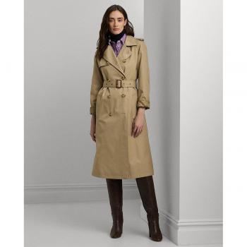 Gabardina de mujer Lauren Ralph Lauren con cinturón y doble botonadura, color beige, talla M