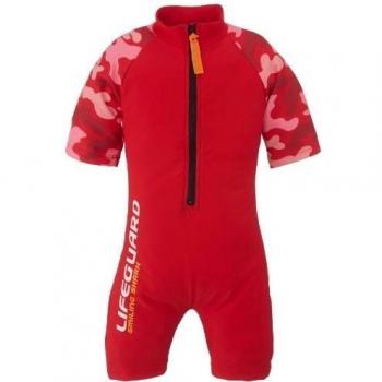 Smiling Shark Camouflage - Traje de natación para niña, color rojo, talla 122-128