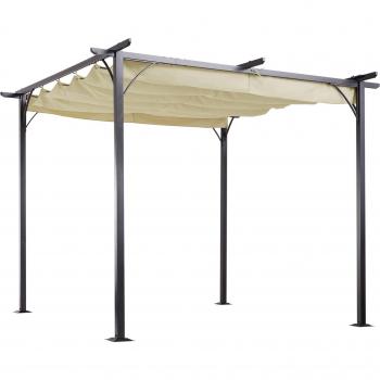Outsunny Pérgola con Techo Retráctil 3x3m