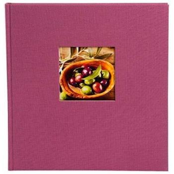Álbum de fotos tradicional Bella Vista Fucsia 29x31cm - 60 páginas blancas + hojas de cristal - Capacidad para 240 fotos