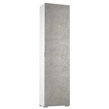 Columna Blanca Polivalente de Baño con 1 Puerta de Hormigón y 7 Estantes Ajustables