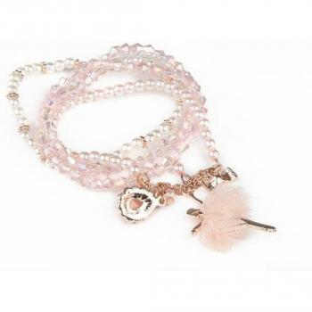 Set de 4 Pulseras con Piedras Brillantes y Adorno de Bailarina Upyaa