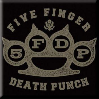 Imán de nevera Five Finger Death Punch con diseño de nudillos de latón, tamaño único, negro/dorado