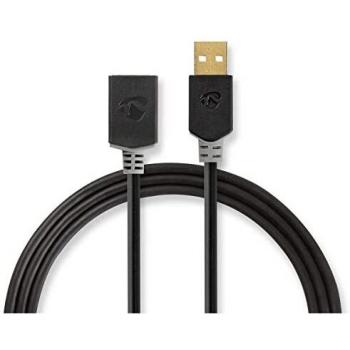 Cable USB 2.0 Nedis de 3.0m, USB-A Macho a USB-A Hembra, 480 Mbps, Baño de Oro