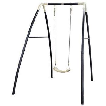 Columpio Infantil de Metal Axi con Soporte, 1 Plaza, Antracita y Crema, Dimensiones 210x140x217 cm