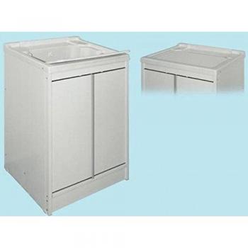 Mueble Lavabo de Resina 60x50x84 cm con 2 Puertas y Sifón Incluido