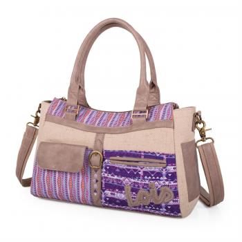 LOIS - 22163 BOLSO CON DOBLE ASA Y BANDOLERA, Color Morado