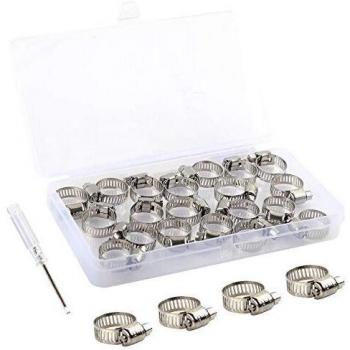 10PCS Mordazas para Tuberías 21-38mm Abrazadera de Manguera Ajustable Clip de Tubo de Worm Drive Engranaje Abrazaderas de Tornillo Sinfín Metálico