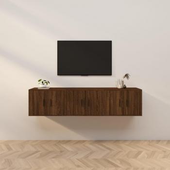 Mueble de pared para TV 3 piezas Roble marrón 57x34,5x40 cm