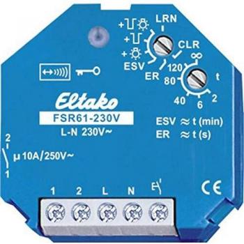 Eltako FSR61-230V Wireless Actuator Impulse Switch, 1 NO contact, 250 V/10 A, max. switching capacity 2000 W, max. range (open field) 30 m