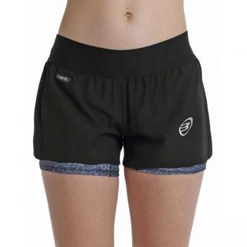 Short Bullpadel Breca Negro Mujer - Ropa de pádel para mujer, color negro, diseño moderno, tejido ligero y transpirable, elasticidad para mayor comodidad en el juego