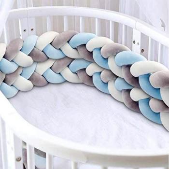 Luchild Trenza Protector de Cuna, 200cm Parachoques, Protector Cuna Chichonera para Proteger Bebe y Decorar la Cuna