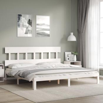 Cabecero de cama Super King Size de madera maciza blanca vidaXL