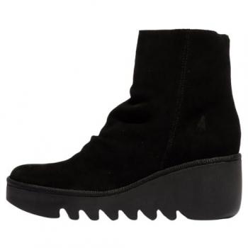 Fly London BAAN Women's Mid Boots in Black, Oil Suede, Slip On, Ankle Boot, Colour: Black, Size: 4 UK