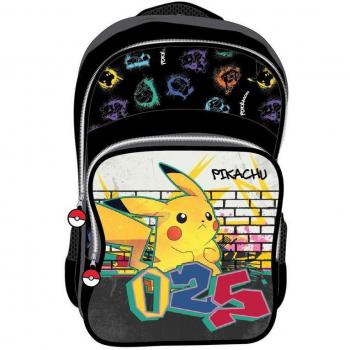 Mochila Escolar Adaptable a Carro Safta Pokémon Pikachu Multicolor 27x42x20cm