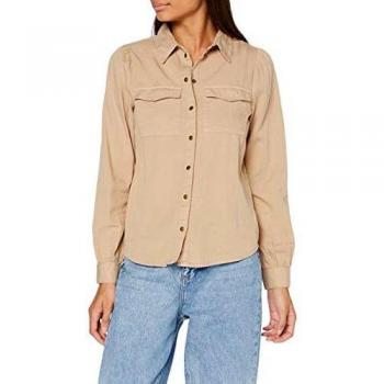PIECES PCBELLIS LS Mix Lyocell Shirt-BI BC Camiseta sin Mangas, Natural, S para Mujer