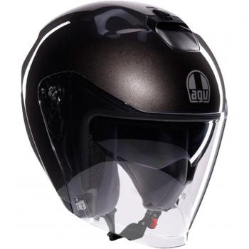 AGV Casco Jet Irides Negro Adulto - Casco jet, color negro con acabado iridiscente, diseño para adultos