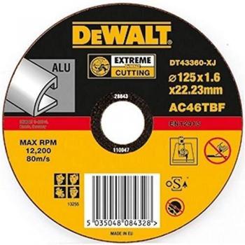 DeWalt DT42360-XJ - Disco abrasivo plano para cortar aluminio, 125 mm x 1,6 x 22,2 mm