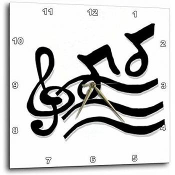 3dRose G Clef y notas musicales reloj de pared, 10 por 25,4 cm