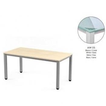 MESA EXECUTIVE DE ROCADA 160X80 CM COLOR BLANCO/ CRISTAL