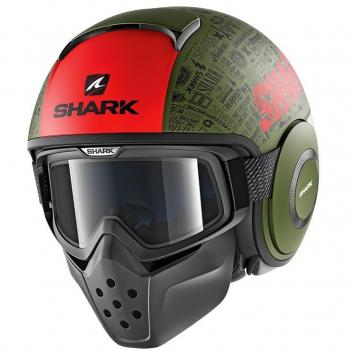Shark casco jet Shark Drak Tribute RM mate, Deco Negro Verde Rojo, talla XL