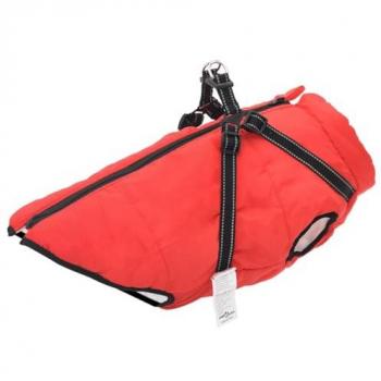 Abrigo para perro con arnés impermeable reflectante 4XL rojo