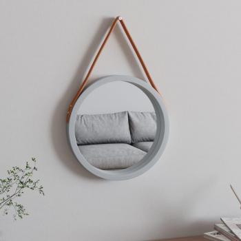 Espejo de pared con correa dorado y plateado Ø35 cm, espejo de tocador, color dorado y plateado