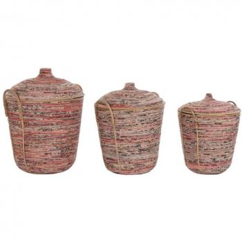 Juego de Cestas DKD Home Decor Ratán 51 x 51 x 67 cm
