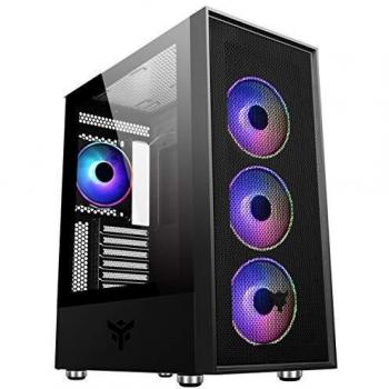 Caja Gaming Itek Vertibra H210 - Torre Media, 4 Ventiladores ARGB de 12cm, 2 Puertos USB3, Panel Lateral de Vidrio Templado