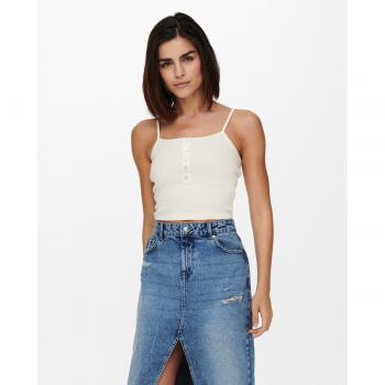 Top de mujer de tirantes de canalé Only 15231169-Cloud en color blanco
