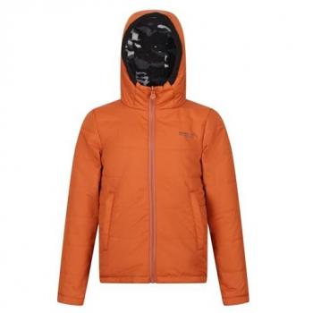 Kyrell Kids Reversible Water-Repellent Jacket - Burnt Copper/Black Camo, Size 5-6 Years
