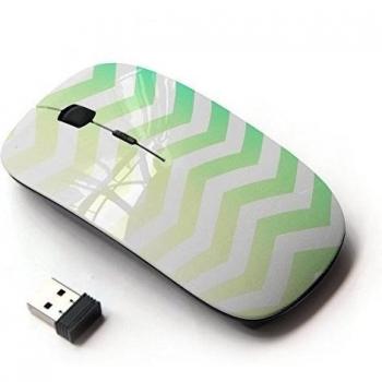 XP-Tech [ Ratón óptico 2.4G inalámbrico ] - Green Yellow Chevron White Clean Pattern