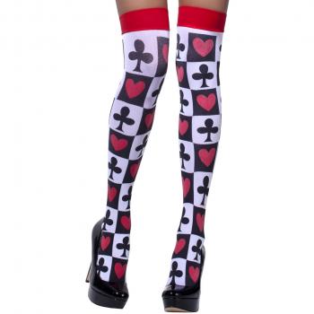 Smiffy's-42709 Miffy Medias Opacas, Blancas, Estampado póquer, Color, XS a M-EU Tamaño 34-42