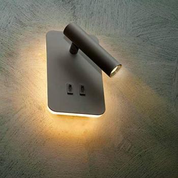 Lámpara de pared LED 6W 2 en 1 doble luz cálida para lectura y cabecera 3000K