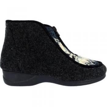 Botín doméstico Doctor Cutillas Ibi 21674, color marino, talla 38, calzado de casa para mujer, muy cómoda, bota con cremallera, forro y planta de pura lana virgen