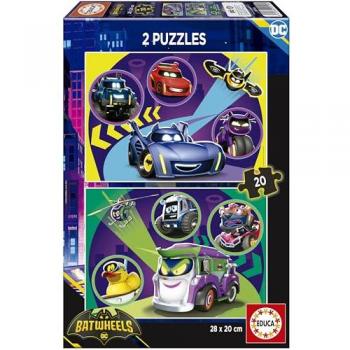 Puzzle Educa Batwheels - 2 Puzzles de Cartón de 20 Piezas para Niños a Partir de 3 Años