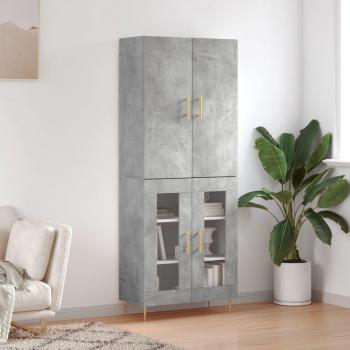 Aparador alto de madera contrachapada gris hormigón 69,5x34x180 cm