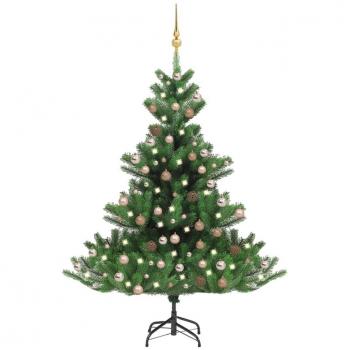 vidaXL Nordmann Fir Artificial Christmas Tree LED & Ball Set Green 210cm
