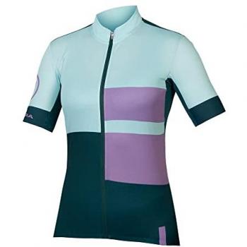 Maillot de manga corta Endura FS260 Print para mujer en color azul claro y verde, talla M