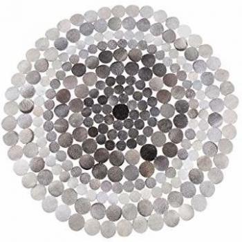 Alfombra redonda de piel genuina gris 140x140cm hecha a mano estilo contemporáneo Hilvan