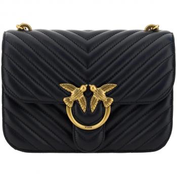 Black Calf Leather Love Bell Classic Shoulder Bag