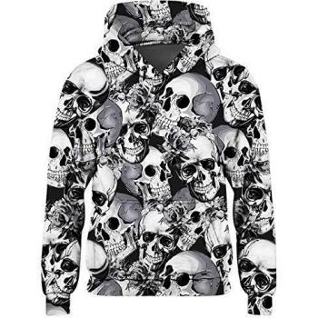 Freshhoodies Sudadera con Capucha para Niños Niñas Adolescente 3D Cráneo Impresa Colorida Otoño Invierno Manga Larga Cordón Galaxia Suéter Deporte Capucha Negro Blanco 6-7 Años