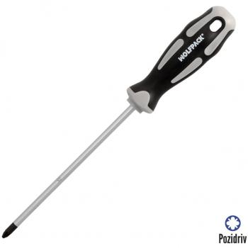 Destornillador Pozidriv Acero S2 Mango TPR Bimaterial. Medida PZ 2 x Ø 6 x 150 mm. DIN5262