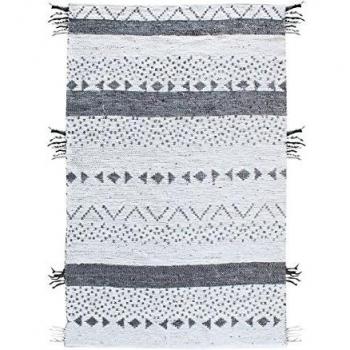Alfombra de goma sintética Callista 230 x 160 cm blanca y negra