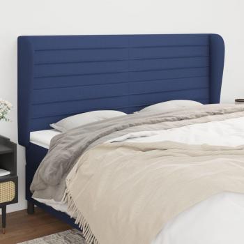 Cabecero con orejas de tela azul 183x23x118/128 cm Vidaxl