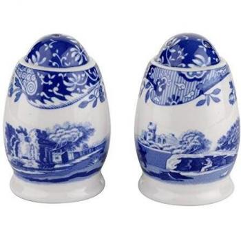 Blue Italian - Juego de salero y pimentero (7,5 cm), color azul y blanco