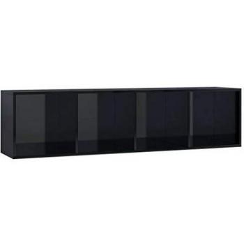 vidaXL BibliothÃ Que/Mueble TV Negro Brillante 143 x 30 x 36 cm