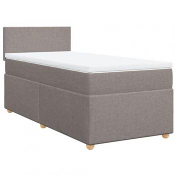 Marco de cama box spring con colchón de muelles 90x200 cm en tela gris taupe