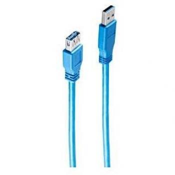 Cable USB 3.0 SHIVERPEAKS BASIC-S, conector A - acoplador A, macho a hembra, color azul, longitud 1,8 m
